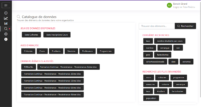 Documentation complète de tous les éléments de données